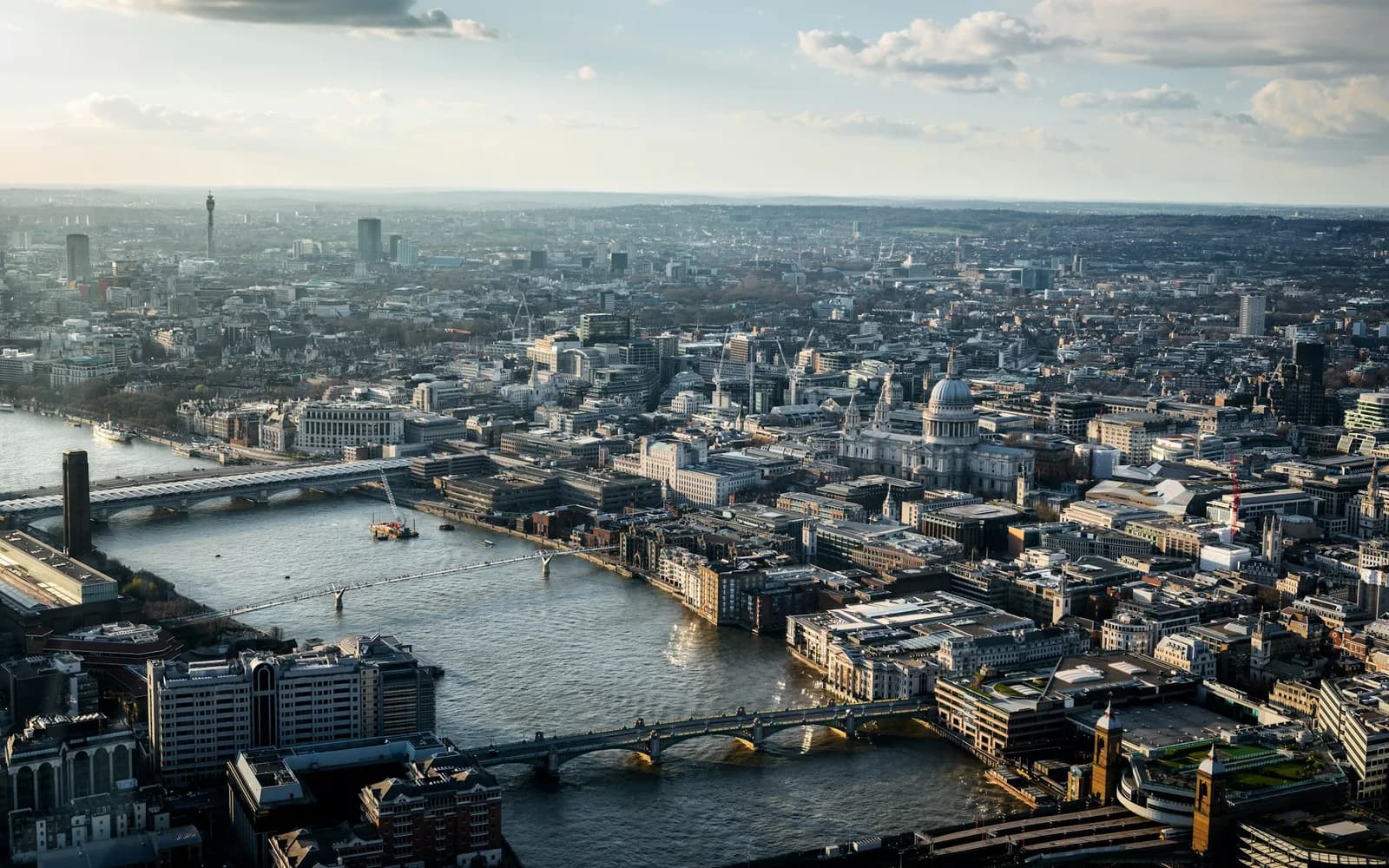 The London skyline in clear daytime light